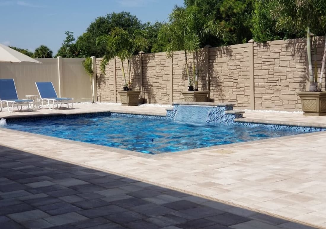 Residential pool with water feature in the South Bay
